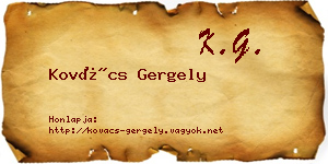 Kovács Gergely névjegykártya
